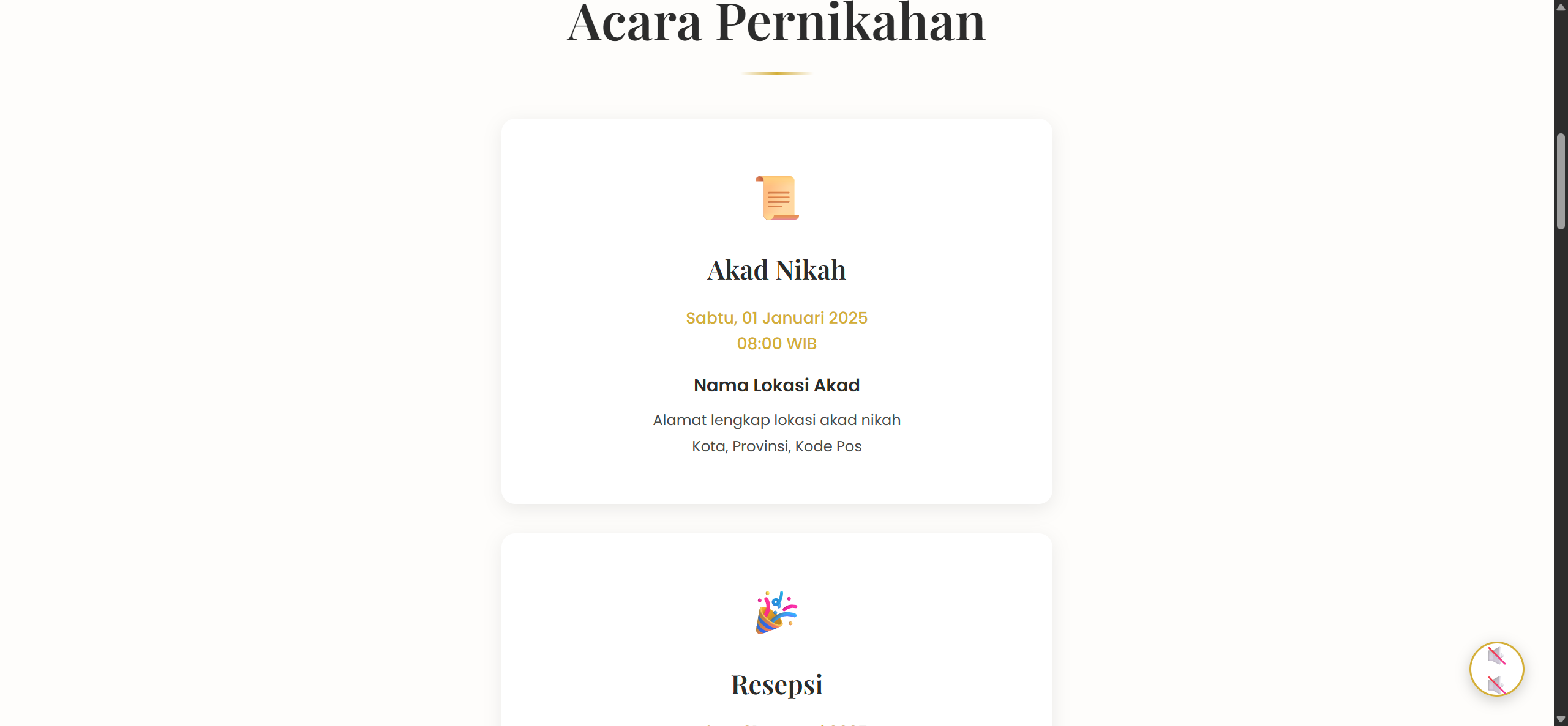 Template Undangan Pernikahan HTML Premium - Classic Elegant 3